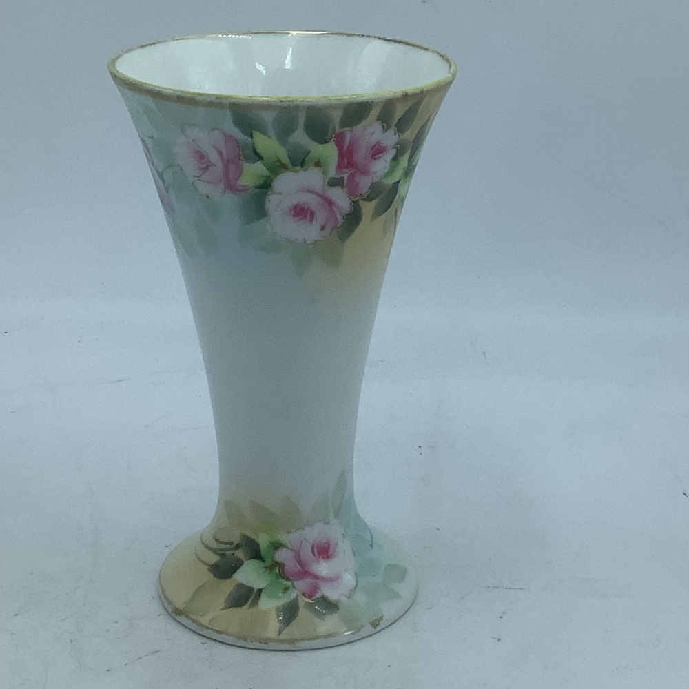 Antique Nippon Vase with Hand Painted Flowers